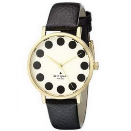 kate spade new york Goldtone Metro Dot Black Leather Watch Women 1YRU0107 