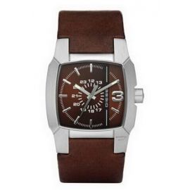 Diesel DZ1090 Mens Watch Stainless Steel Case Brown Dial Leather Strap Watch 