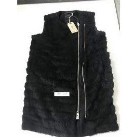 AllSaints  Women's Black Elize Sleeveless Fur Coat Wool Alpaca Moto Jacket Vest UK10 US6 EU38 