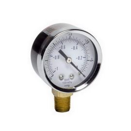 Gast AA640 Vacuum Gauge, Bottom Mount Mounting, 1/4 NPT, 2", 0-30 in/Hg 