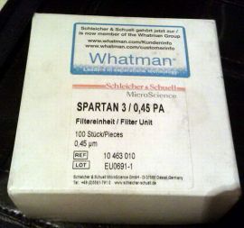 Whatman Schleicher & Schuell MicroScience SPARTAN 3/0.45A Filter Unit 100pcs/box 0.45um