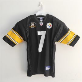 Reebok NFL 75th Anniversary Pittsburgh Steelers Ben Roethlisberger #7 Black Jersey 48/54 