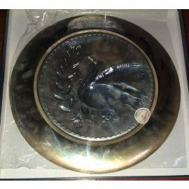 830 Silver plate Handicraft Cyprus former President TASSOS PAPADOPOULOS signed