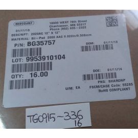 Bergquist Thermally Conductive Insulator 12*12inch Sil-Pad 2000AAC 0.02in/0.508mm