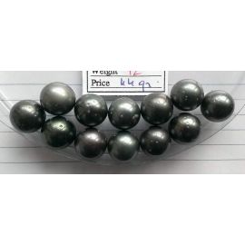 Lot 12 Tahiti Tahitian cultured black pearls size 13.5mm, R-SR, Grade D $60/pc