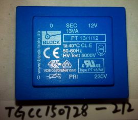 BLOCK PT 13/1/12 PCB Transformer 13VA, 230V to 12V