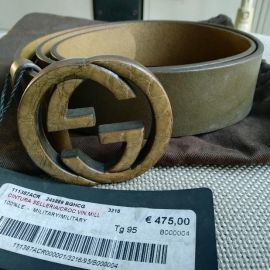 GUCCI 245889 BGHCG Genuine Leater Belt Tg 85cm 90cm 95cm New with tag