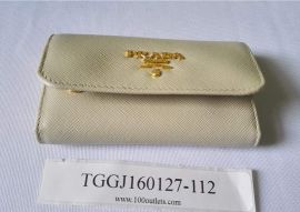 Prada 1M0222 CERA Leather 6 Key Holder white SAFFIANO METAL