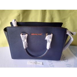 Michael Kors MK SELMA NAVY Handbag 30S3GLMS7L LG TZ SATCHEL