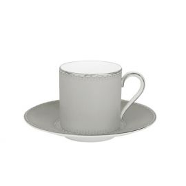  Monique Lhuillier for Royal Doulton DENTELLE ESPRESSO SAUCER GREY&CUP GREY Set