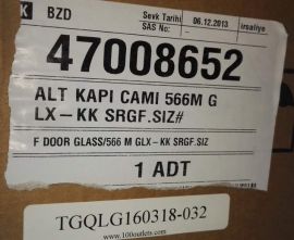 47008652 Fridge / Freezer Front Door Glass/566 M GLX-KK SRGF.SIZ (ALT KAPI CAMI 566M GLX-KK SRGF.SIZ) box size: 75*80*14cm