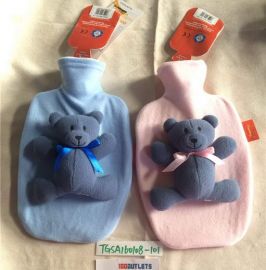 Fashy velvet child bear hot water bottle Hand Warm Bag  hand po cooler bag 6519 Pink/Light blue 1.4L