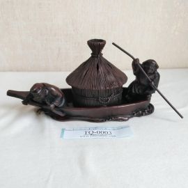 Takaoka copperware Small Boat Copper Incense Burner by Omori Takashi