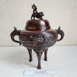 Takaoka copperware Dragon-Shading Traditional 3-stands Copper Incense Burner by Yoshihide