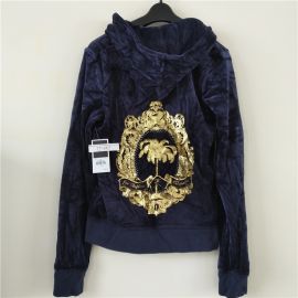 Juicy Couture Women's Palm Icon Velour Hoodie Regal Blue M JGO01118-400