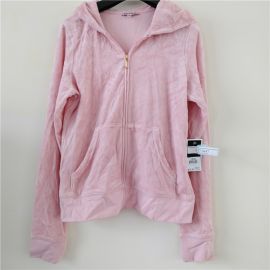 Juicy Couture Women's Swirl Leaf Velour Hoodie Sheer Pink L JG008642-670