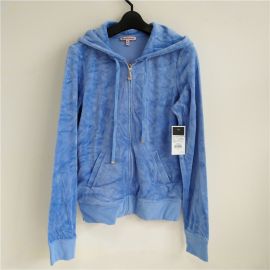 Juicy Couture Women's J Bling Velour Hoodie Sterling Blue M JG005959-433