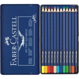 Faber Castell Art Grip Aquarelle Pencils Set 12 Pencils in Metal Tin 114212