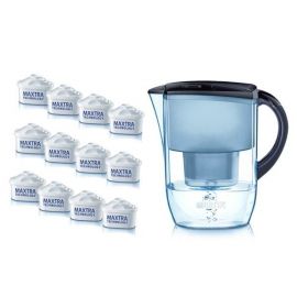 BRITA Fjord Cool Water Filter Jug 2.6L and 12 Cartridges Annual Pack Blue